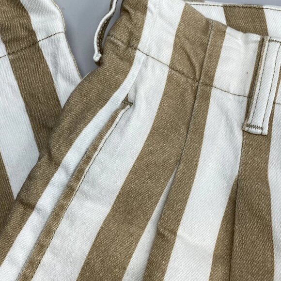 Maeve Women’s High-Rise Wide-Leg Jeans – Khaki Brown/White Stripe – Size 30 - Picture 6 of 9